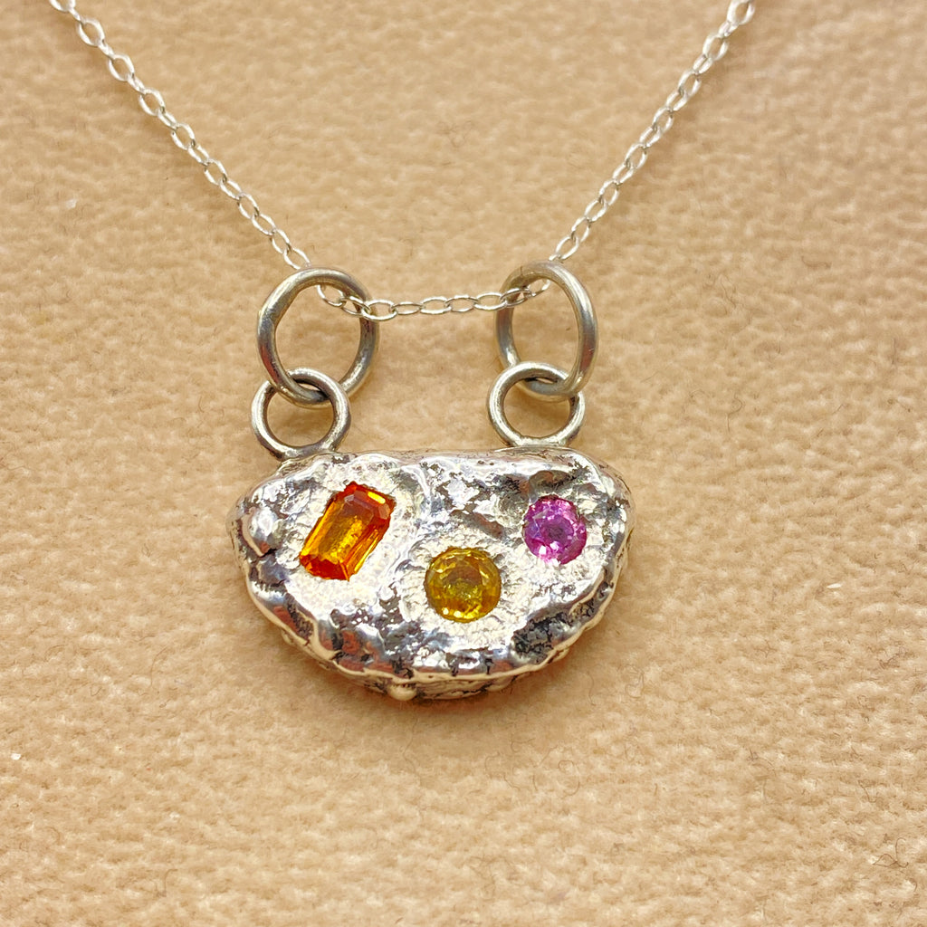 Sapphire Pebble & Stone Pendant