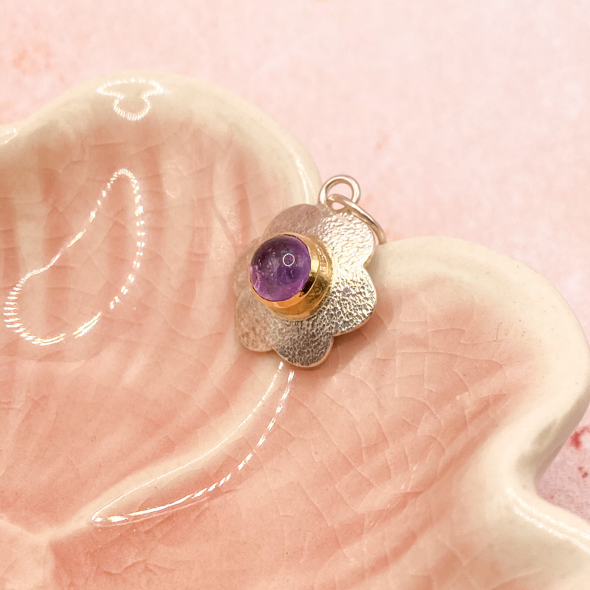 Handmade Sterling Silver & Gold Flower Necklace Pendant