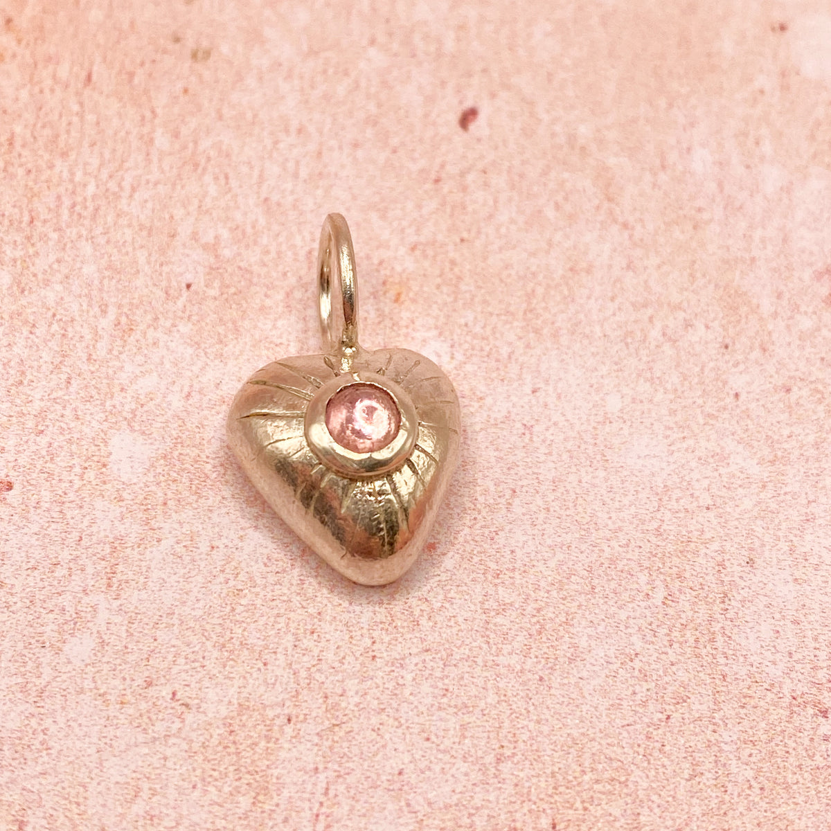 Chunky Silver Heart with Pink Tourmaline