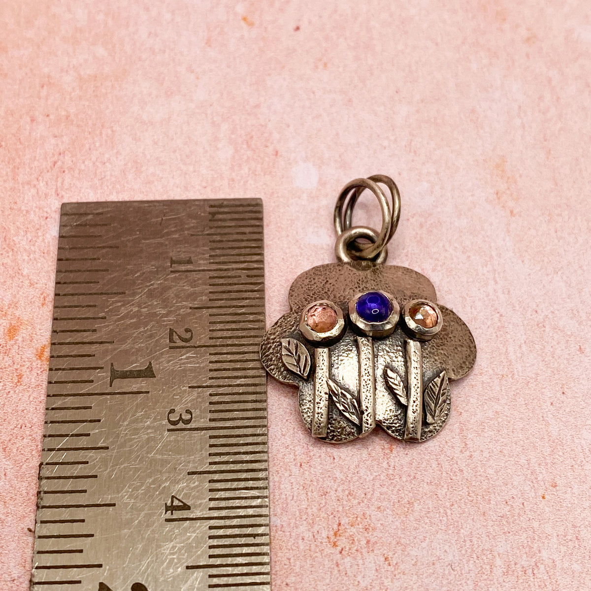 Handmade Tanzanite & Pink Tourmaline Floral Pendant