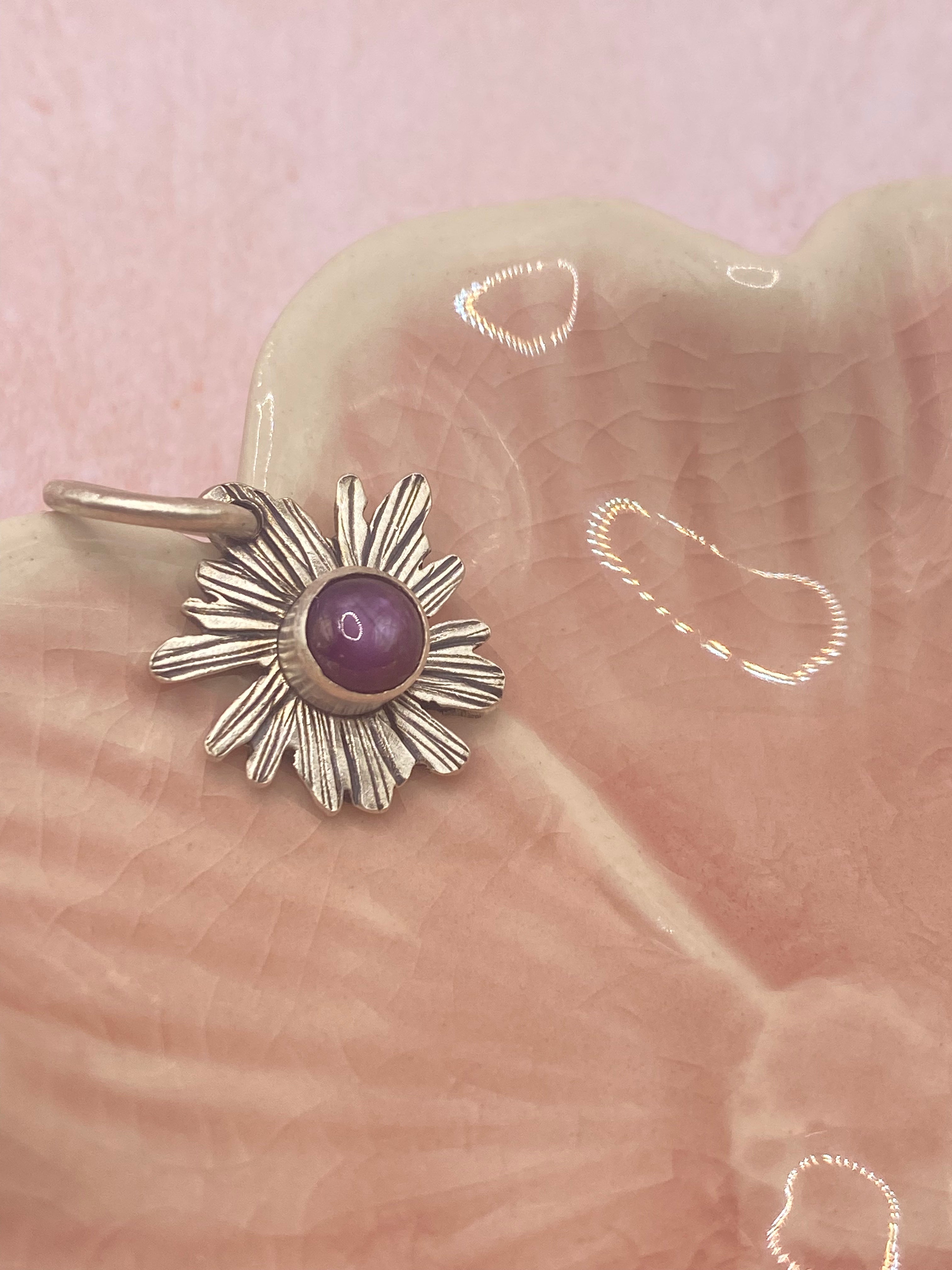 Ruby Bloom Handcrafted Sterling Silver Flower pendant