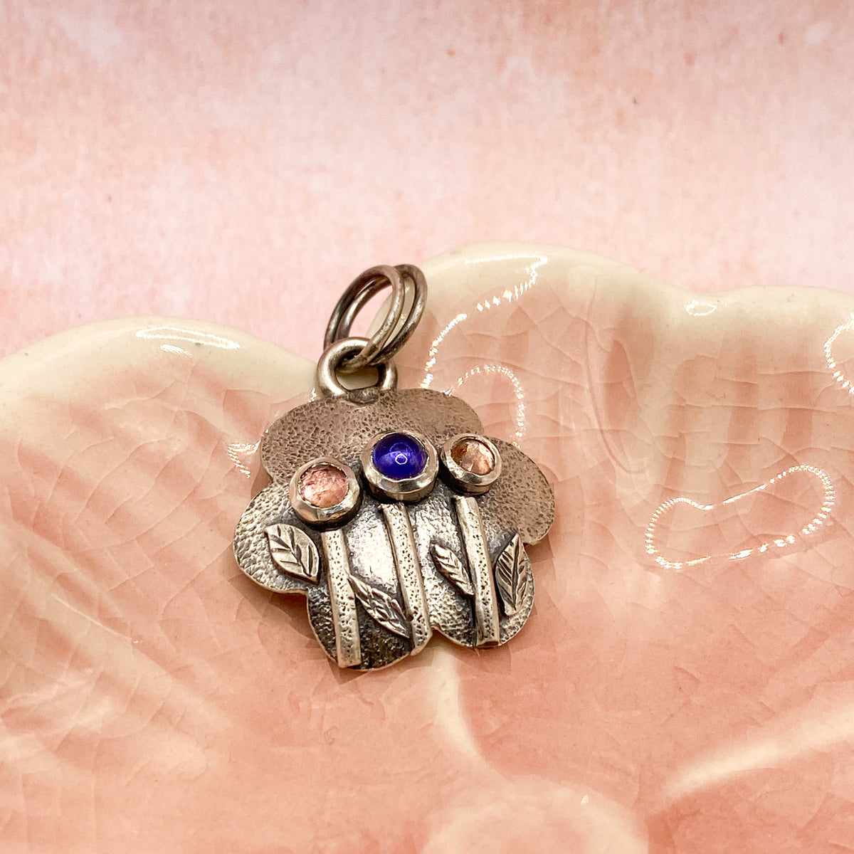 Handmade Tanzanite & Pink Tourmaline Floral Pendant