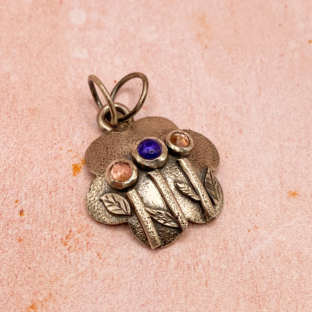 Handmade Tanzanite & Pink Tourmaline Floral Pendant