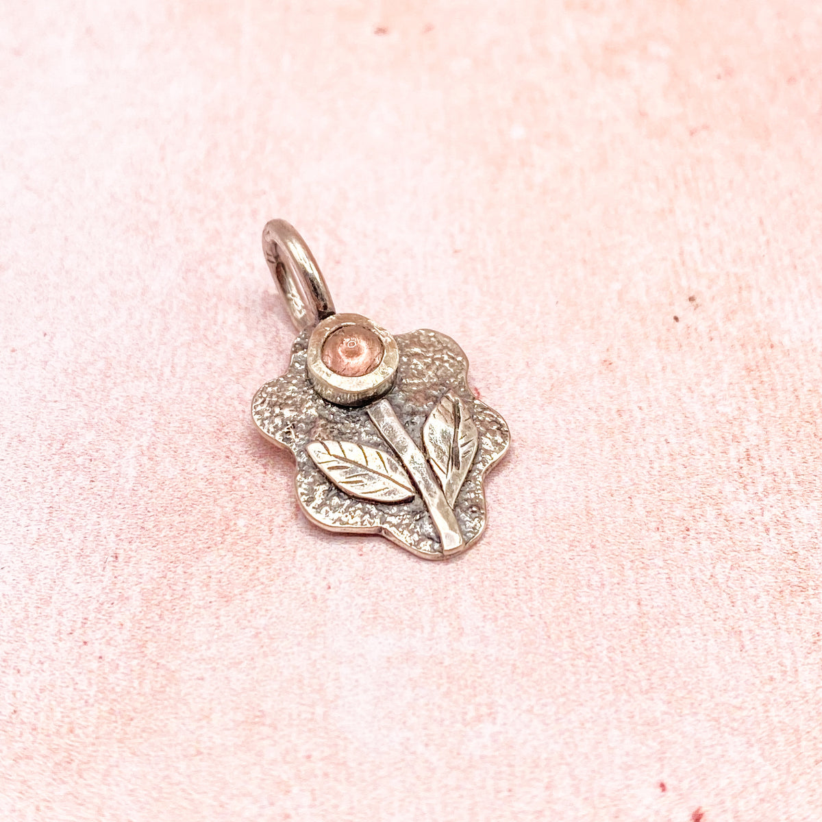 Sterling Silver Pink Tourmaline Botanical Pendant