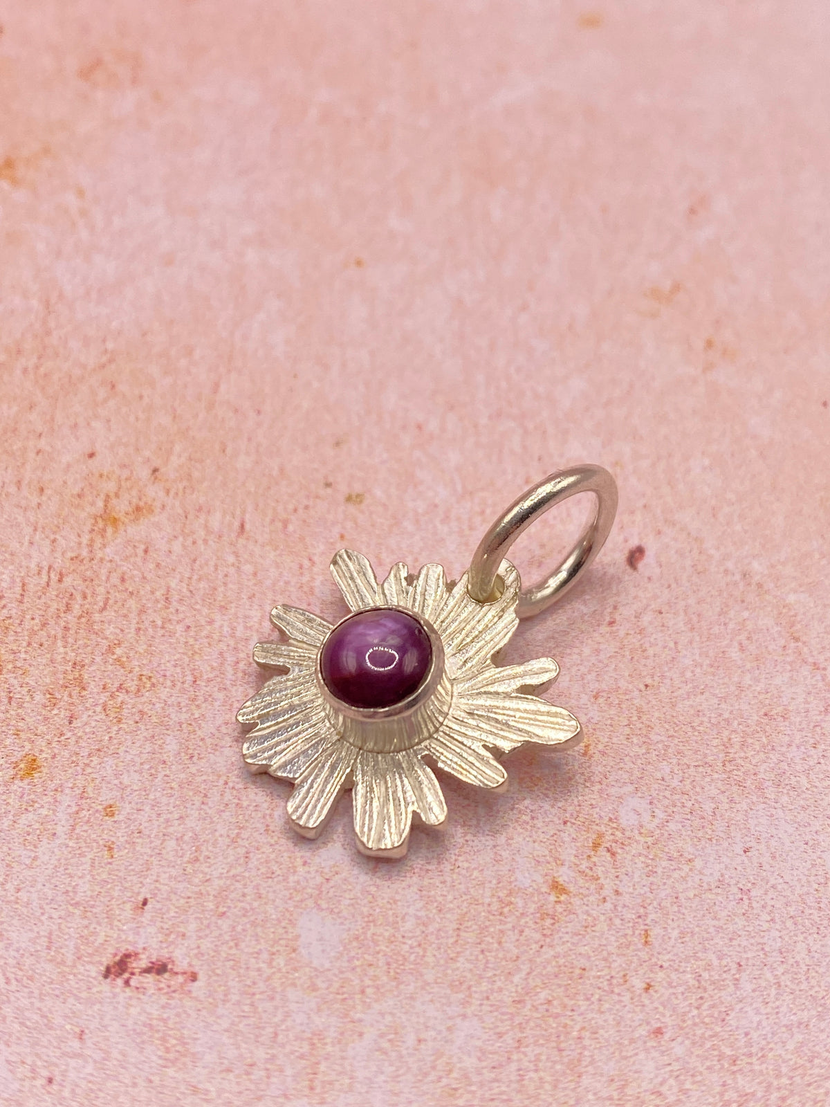 Ruby Bloom Handcrafted Sterling Silver Flower pendant