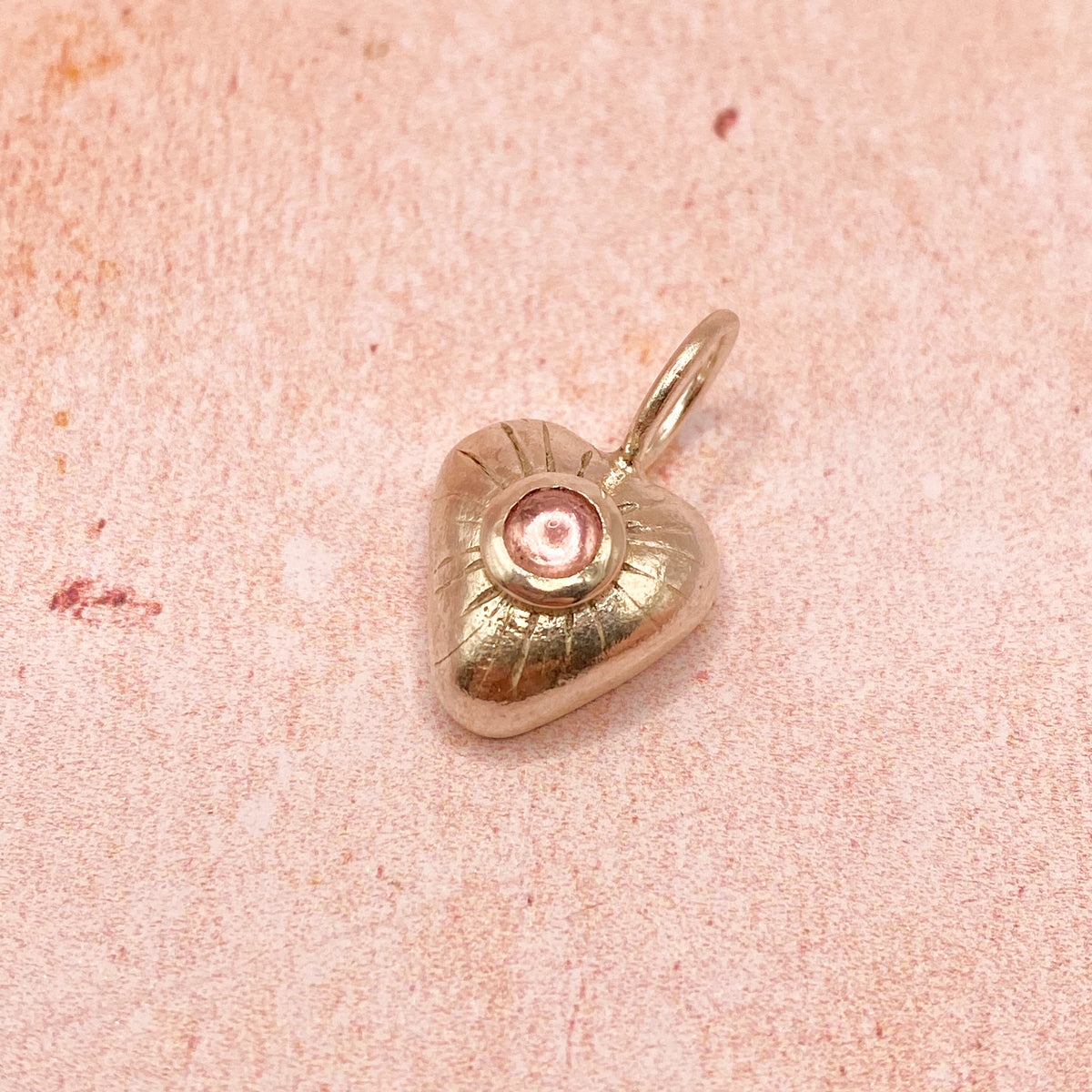 Chunky Silver Heart with Pink Tourmaline