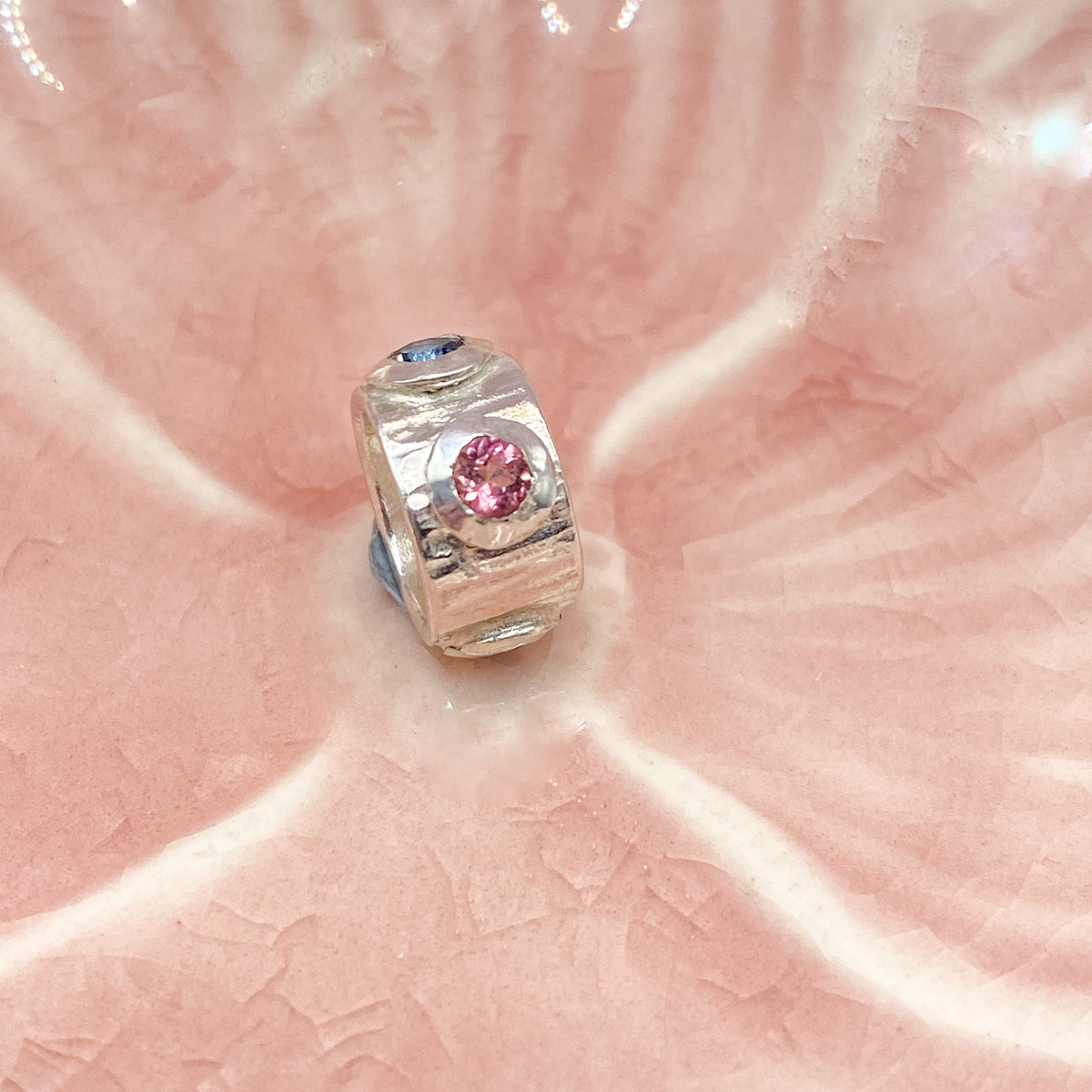 London Blue Topaz & Pink Tourmaline Silver Charm Pendant
