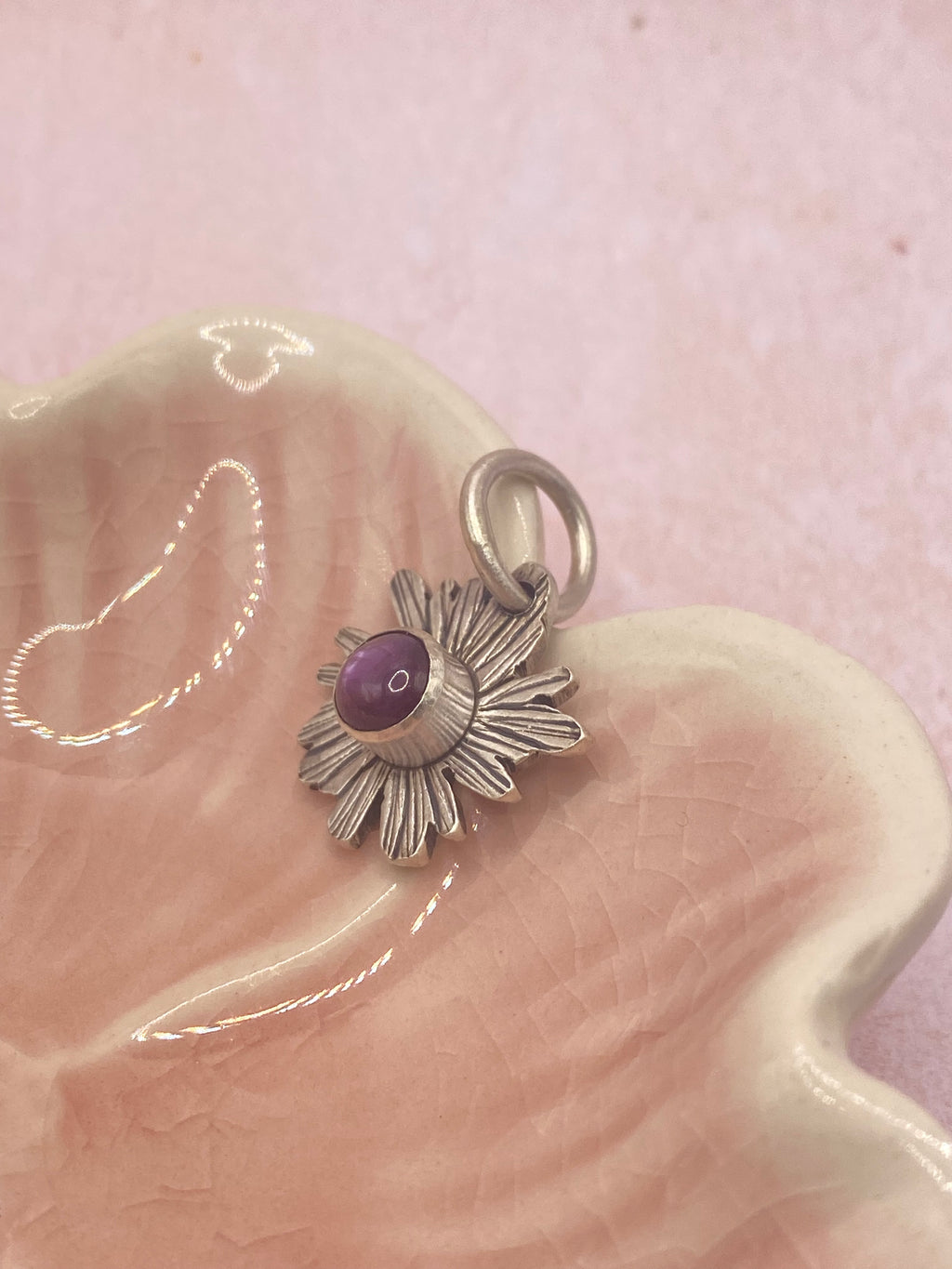 Ruby Bloom Handcrafted Sterling Silver Flower pendant