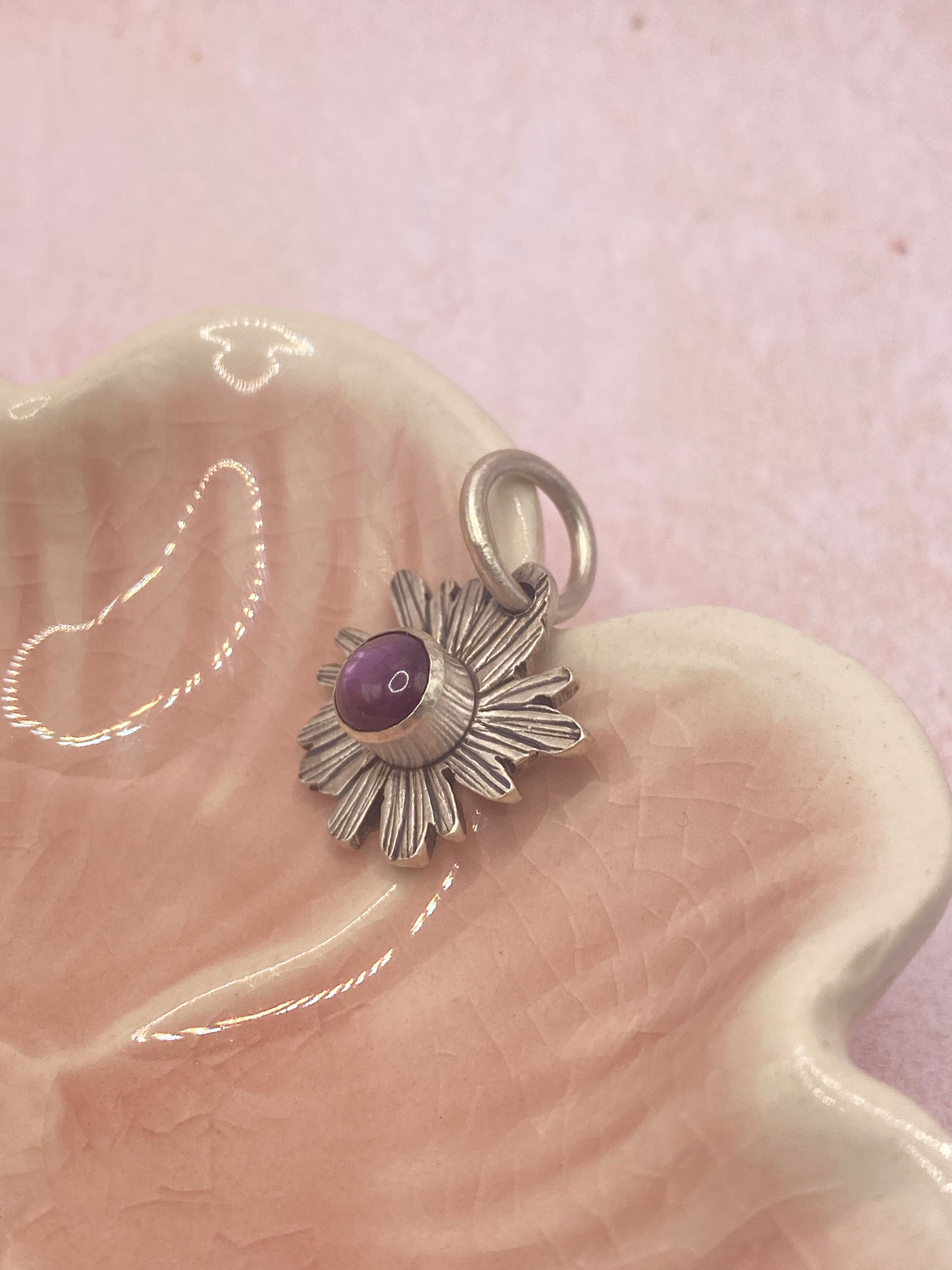 Ruby Bloom Handcrafted Sterling Silver Flower pendant