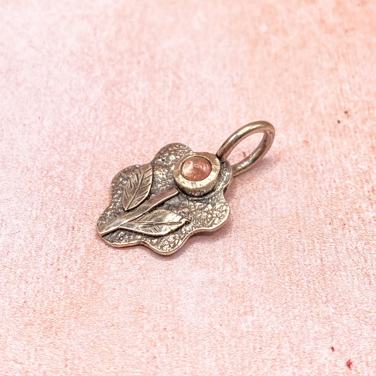 Sterling Silver Pink Tourmaline Botanical Pendant