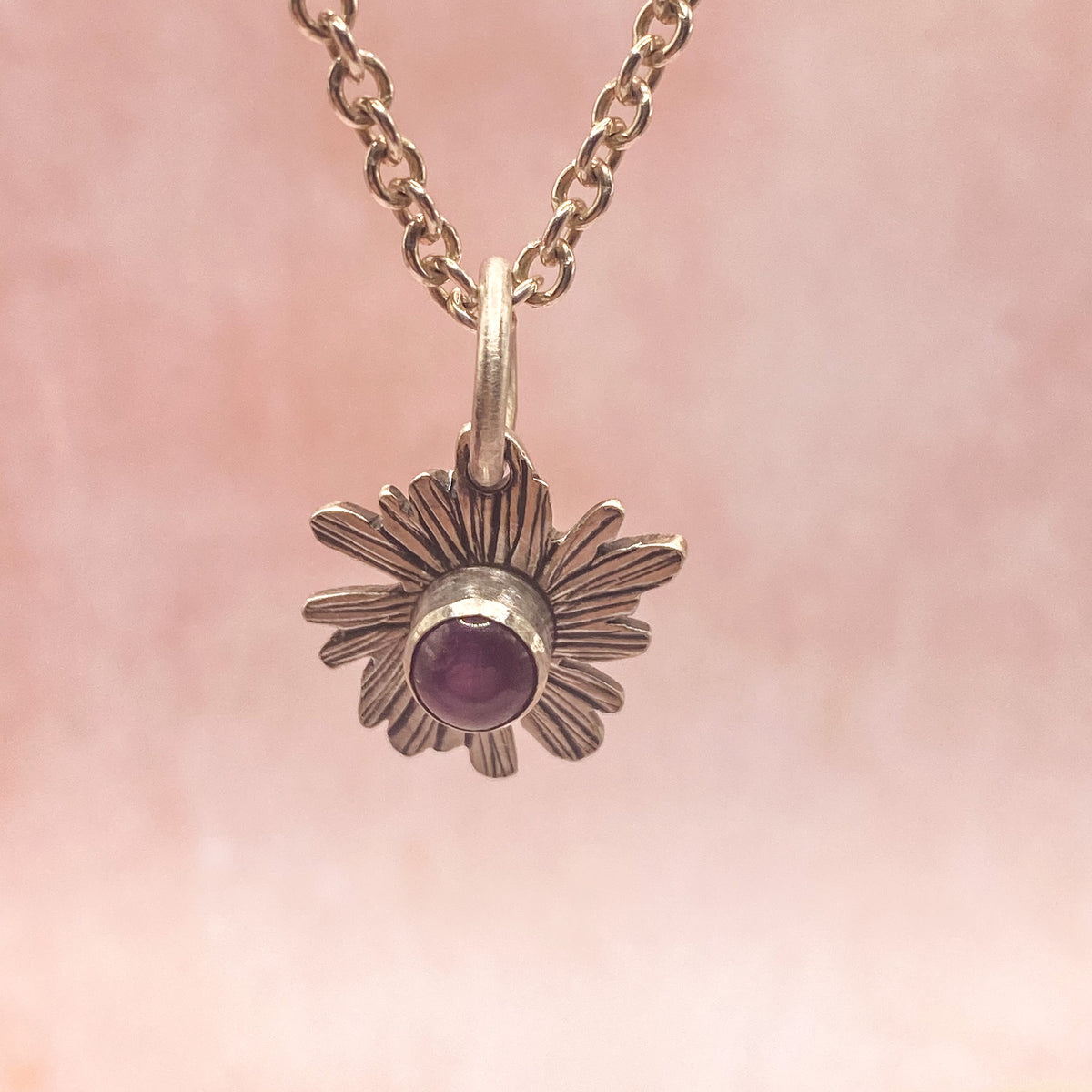 Ruby Bloom Handcrafted Sterling Silver Flower pendant