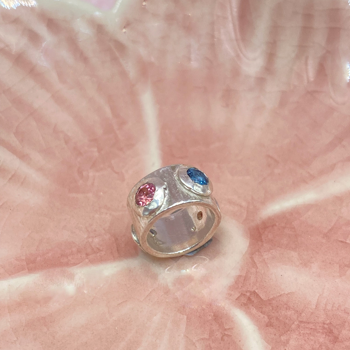 London Blue Topaz & Pink Tourmaline Silver Charm Pendant