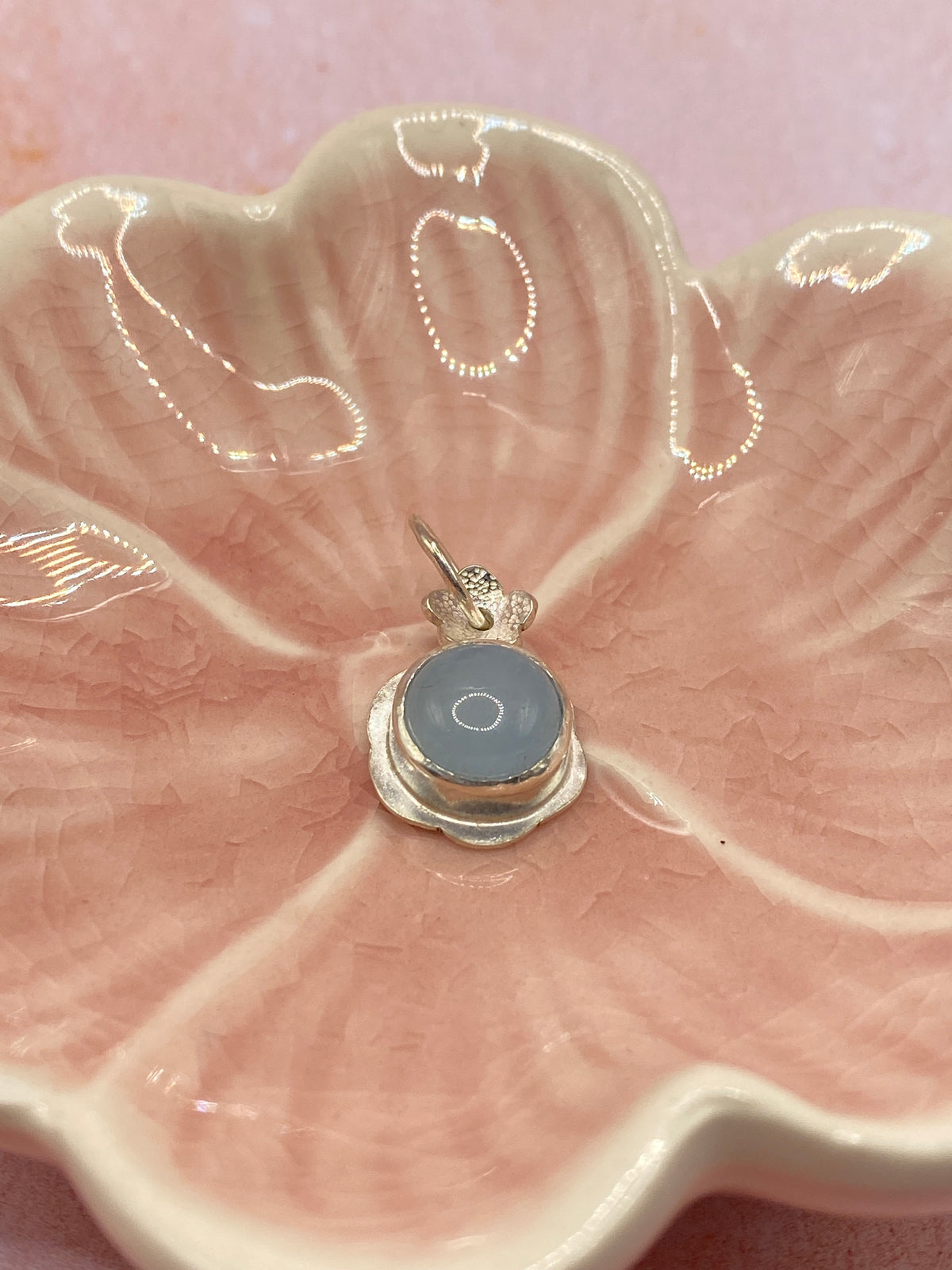 Handmade Sterling Silver & Aquamarine Floral Pendant