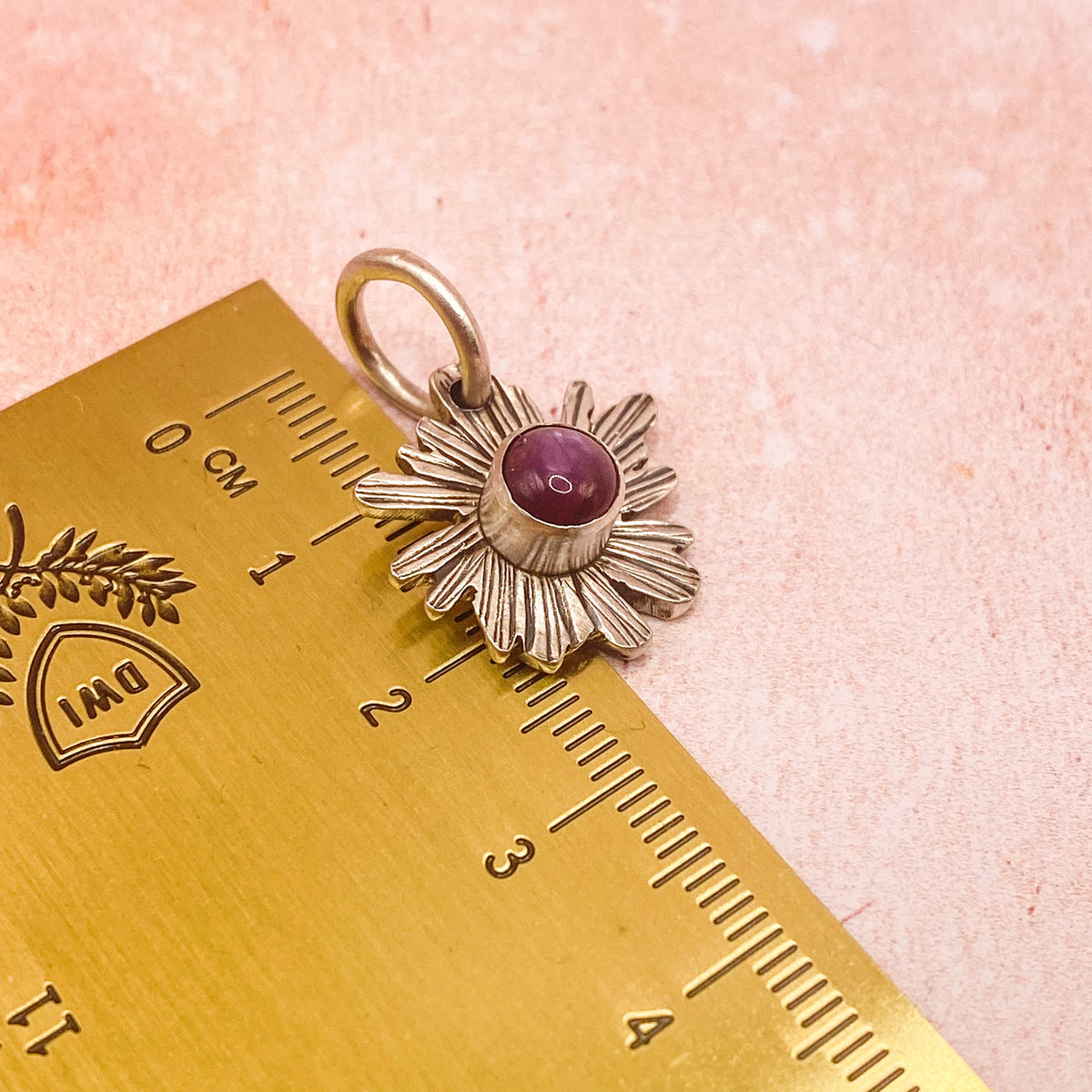 Ruby Bloom Handcrafted Sterling Silver Flower pendant