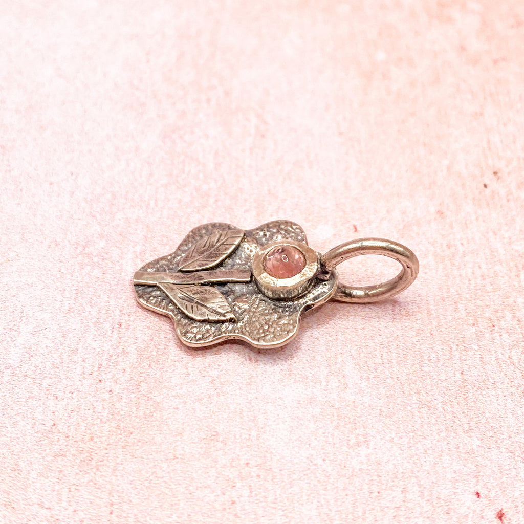 Sterling Silver Pink Tourmaline Botanical Pendant