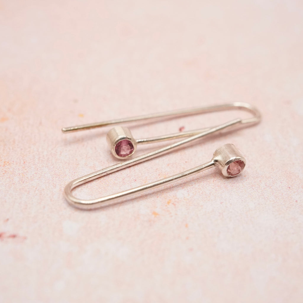 Tourmaline Silver Earrings Handmade