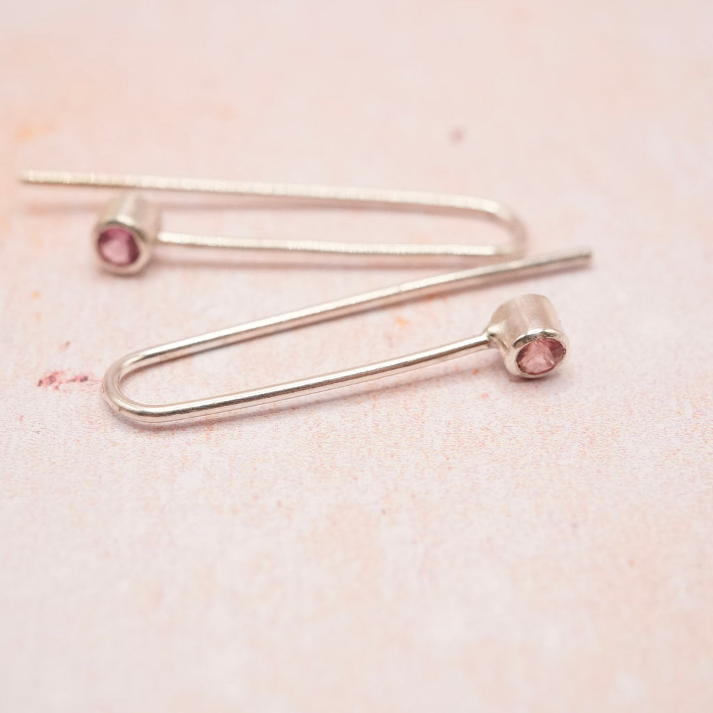 Tourmaline Silver Earrings Handmade