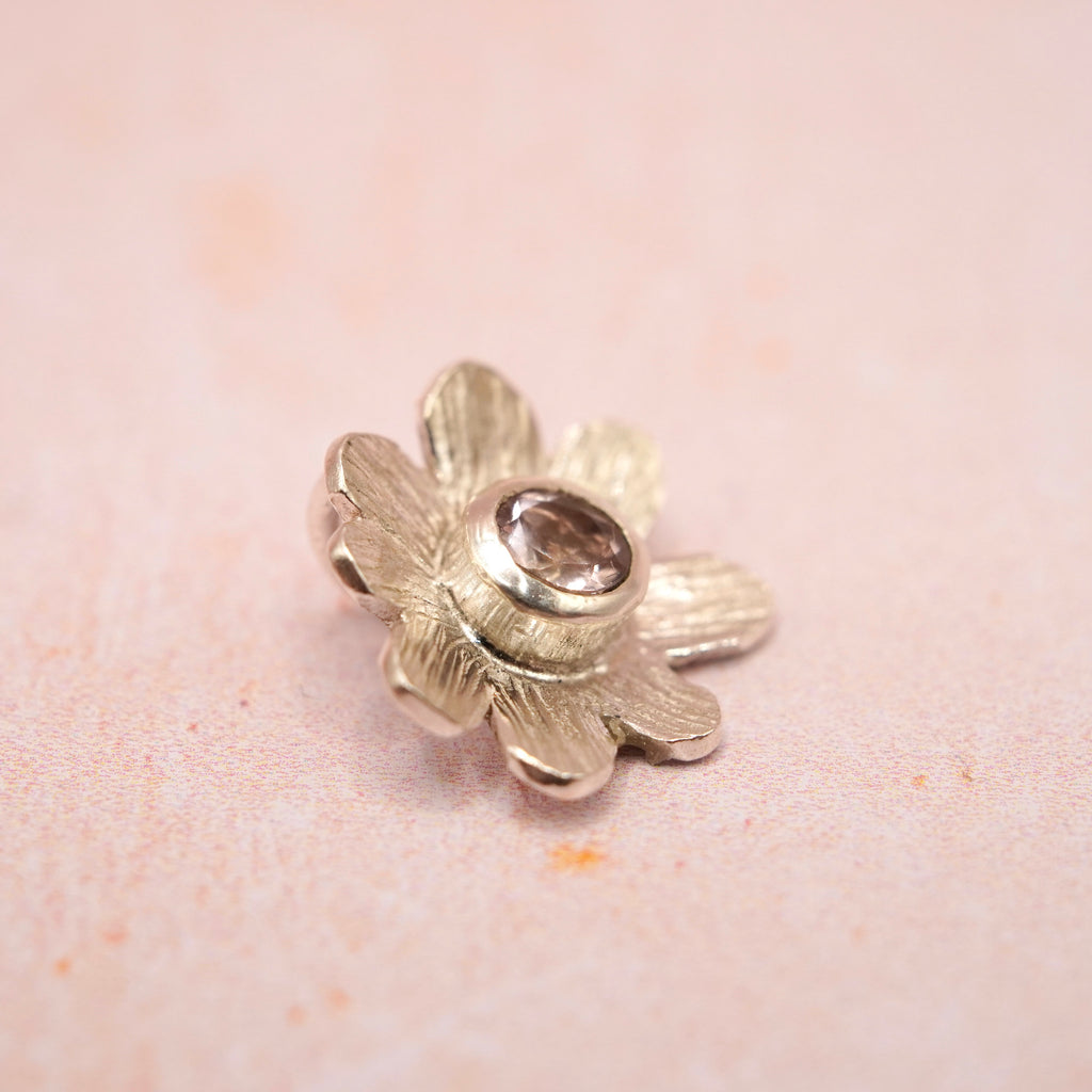 Handmade Sterling Silver Flower Pendant with Pink Tourmaline