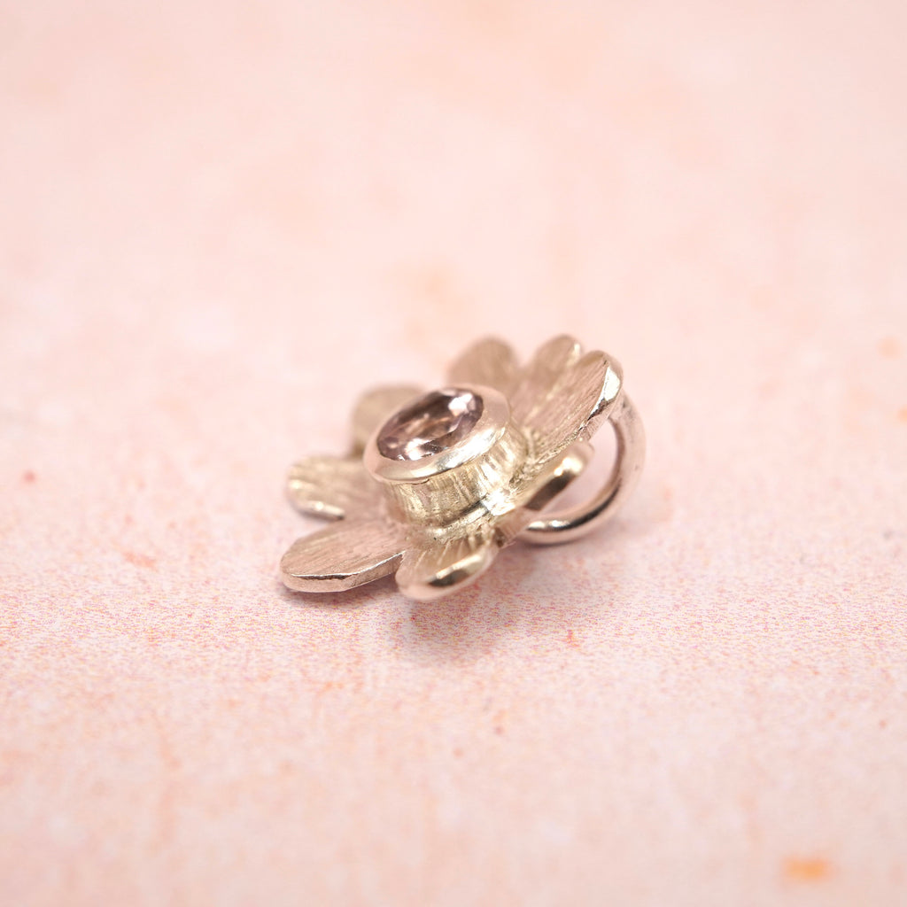 Handmade Sterling Silver Flower Pendant with Pink Tourmaline