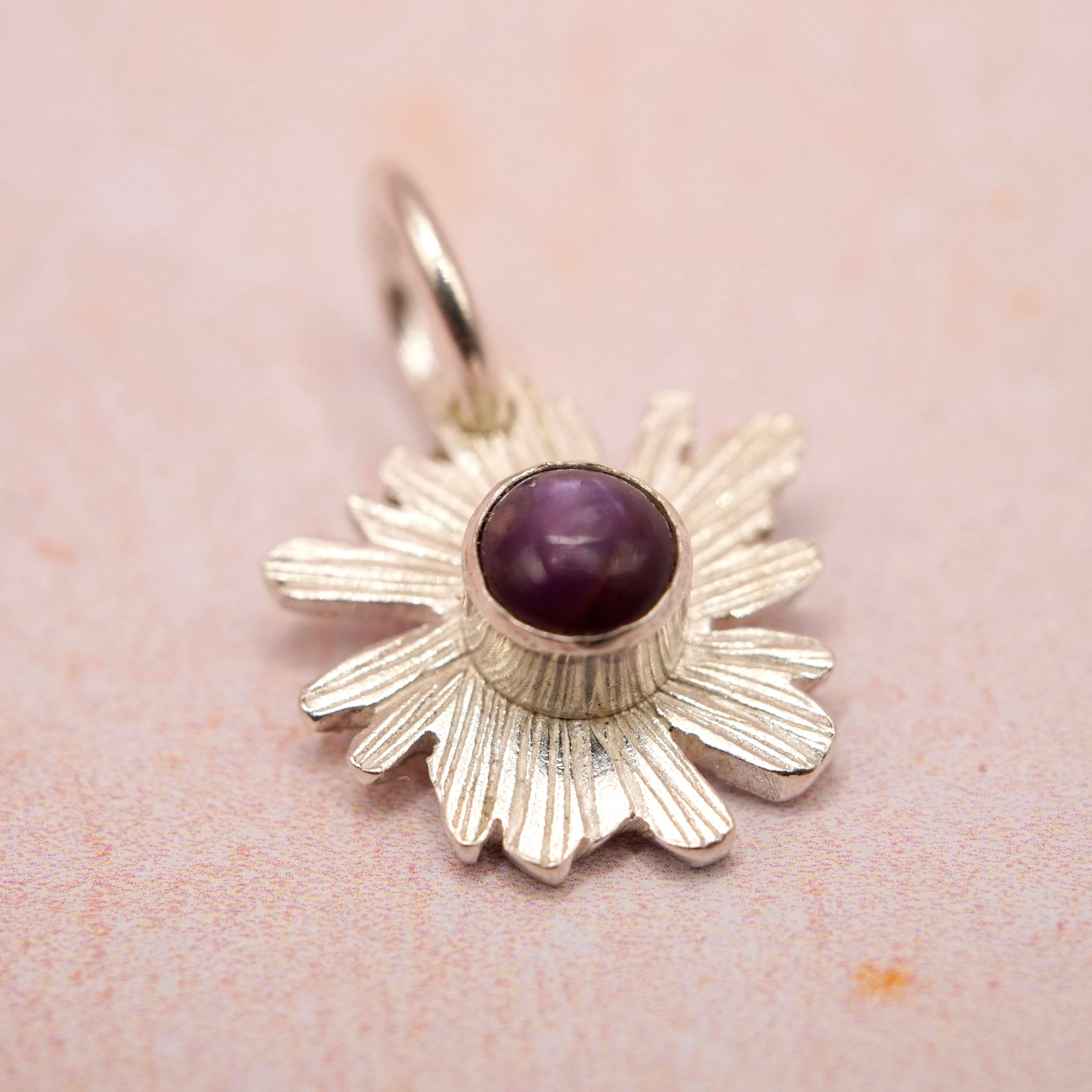 Ruby Bloom Handcrafted Sterling Silver Flower pendant