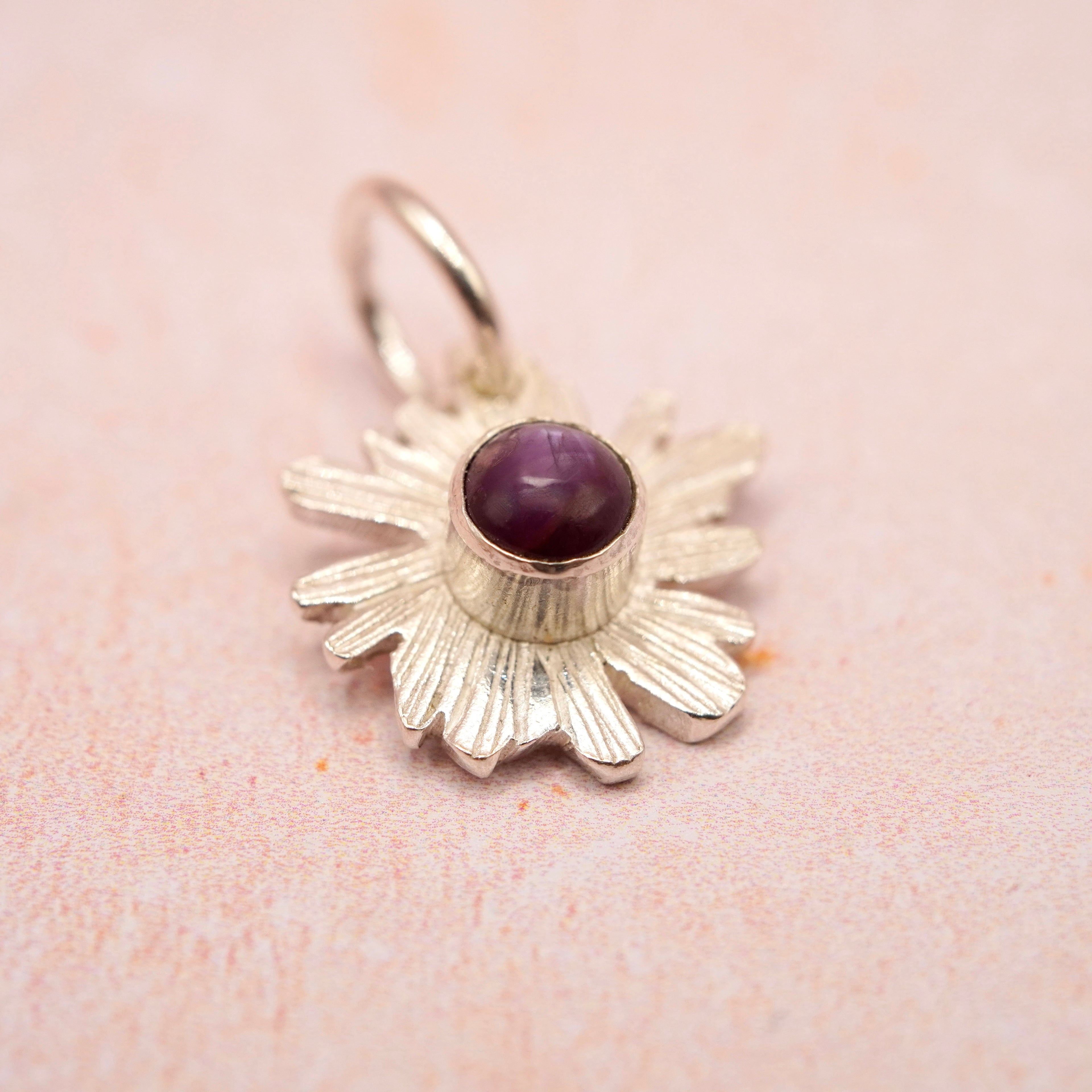 Ruby Bloom Handcrafted Sterling Silver Flower pendant