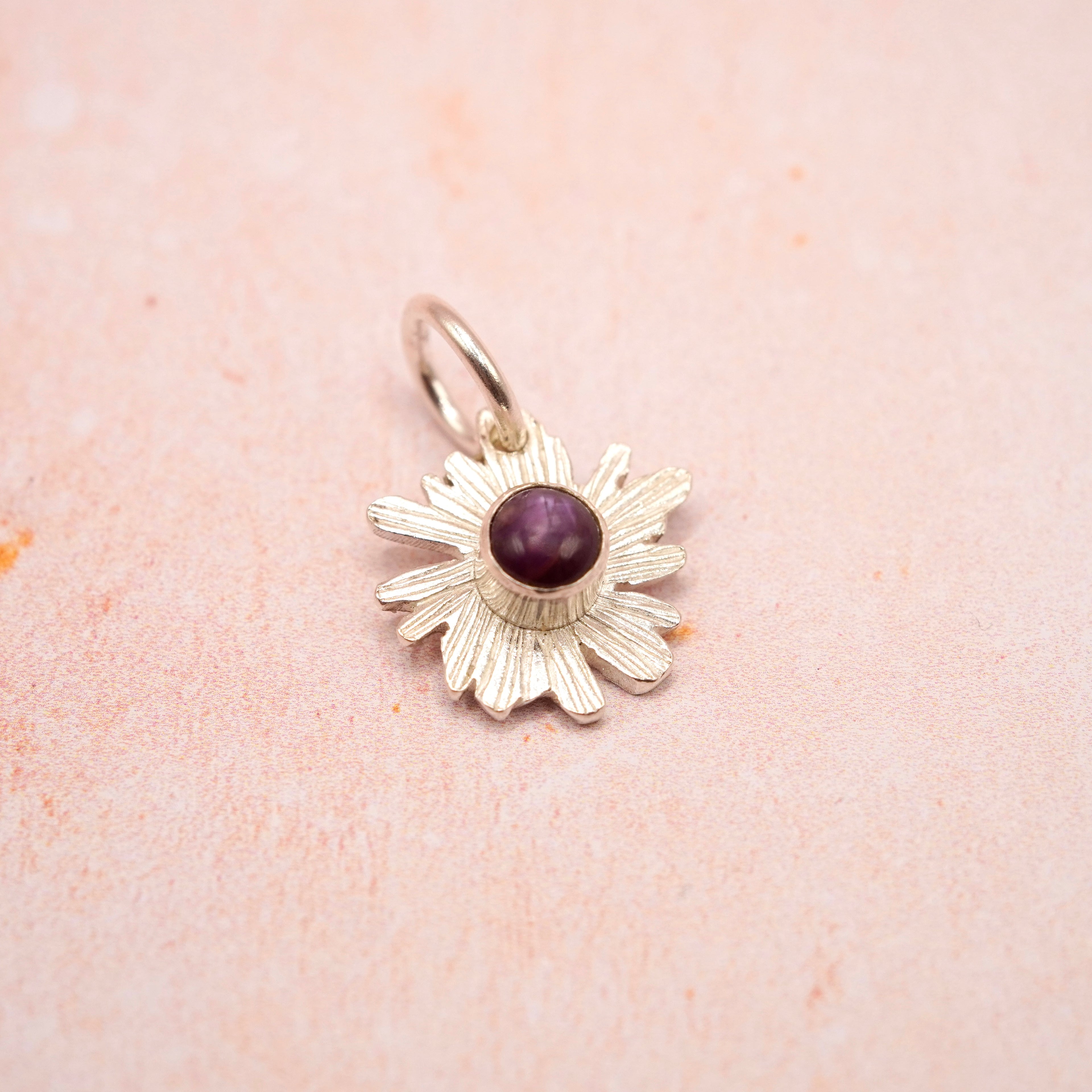Ruby Bloom Handcrafted Sterling Silver Flower pendant