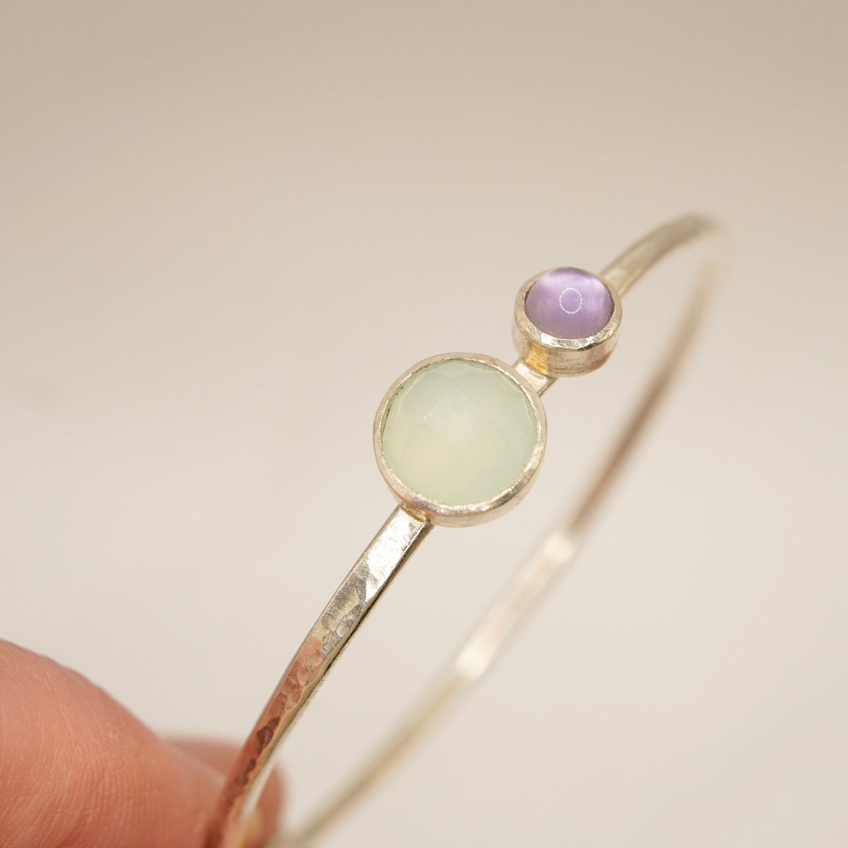 Amethyst & Chalcedony Sterling Silver Bangle