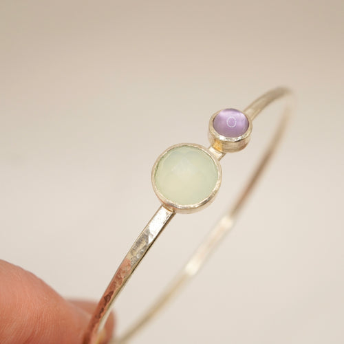 Amethyst & Chalcedony Sterling Silver Bangle