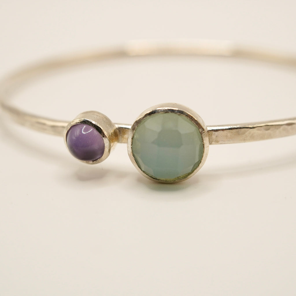 Amethyst & Chalcedony Sterling Silver Bangle