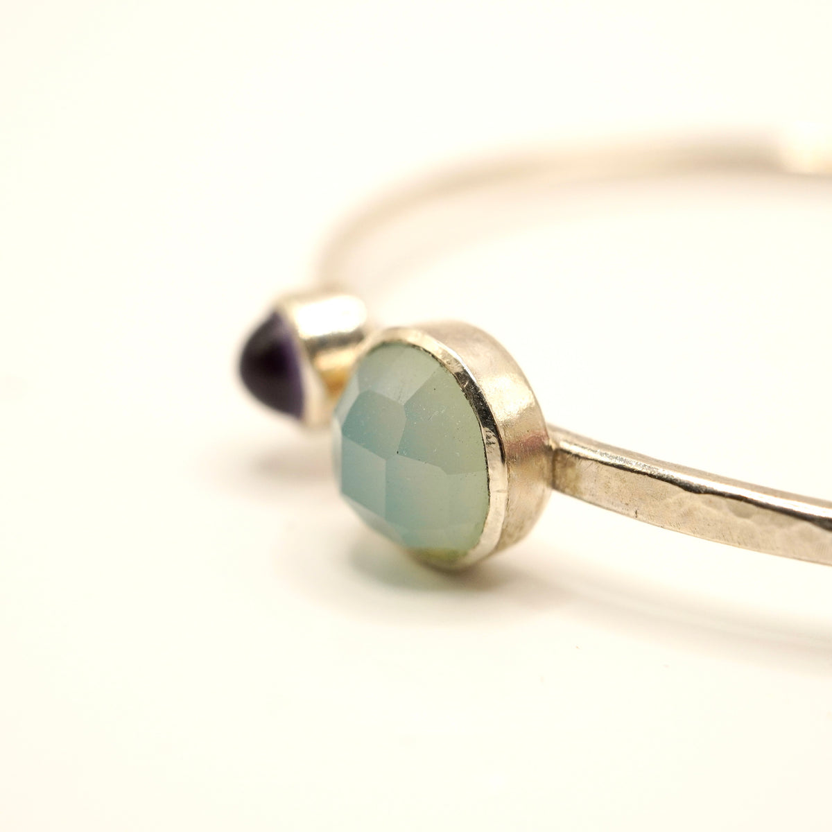 Amethyst & Chalcedony Sterling Silver Bangle