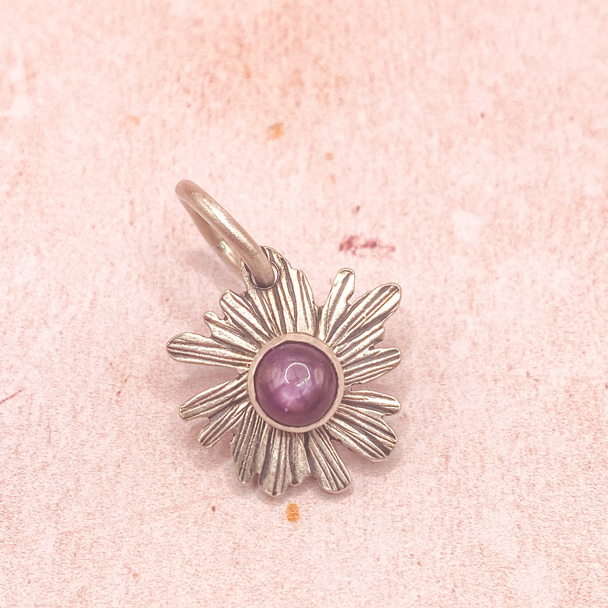 Ruby Bloom Handcrafted Sterling Silver Flower pendant
