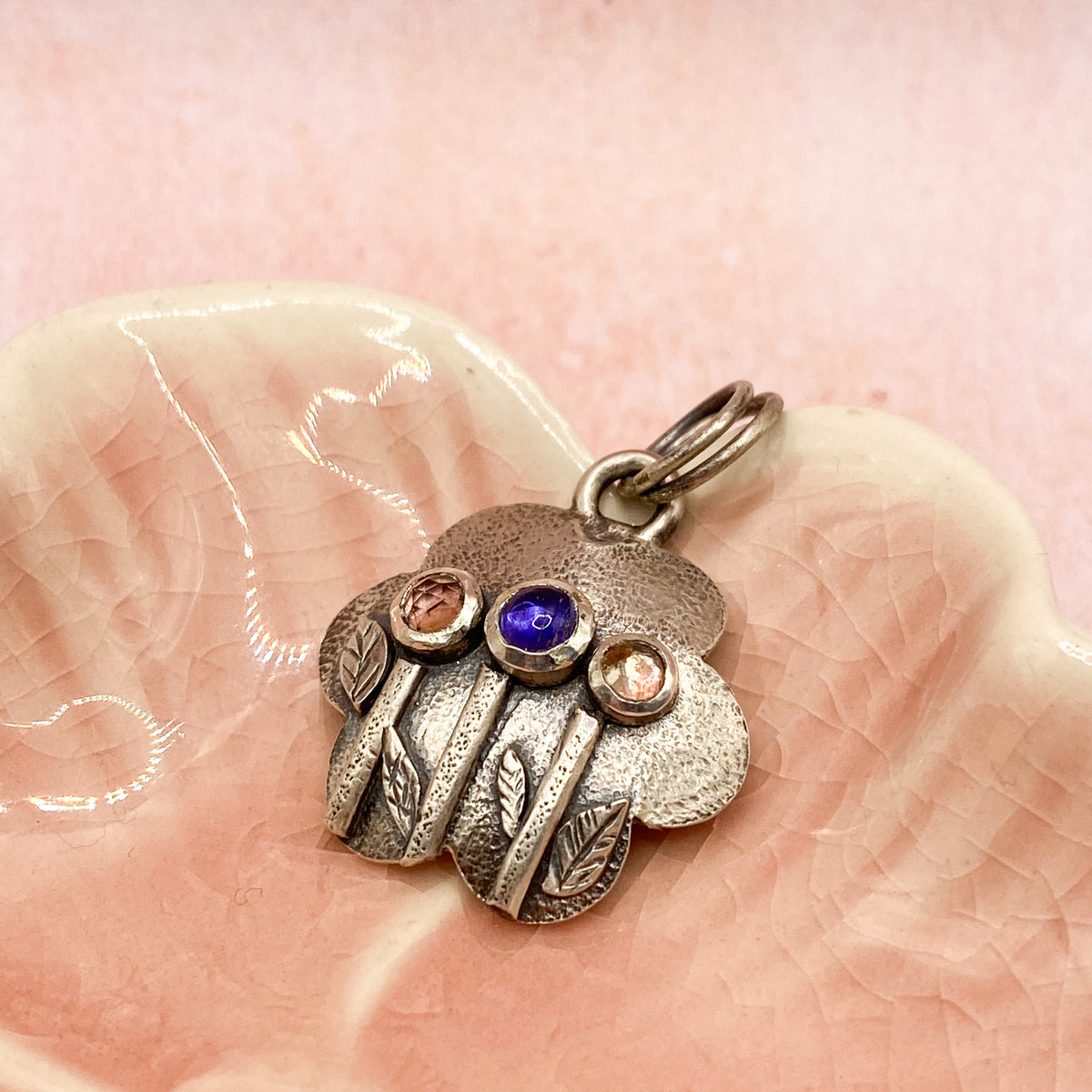 Handmade Tanzanite & Pink Tourmaline Floral Pendant