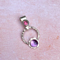 Handmade Sterling Silver Amethyst & Pink Tourmaline Pendant