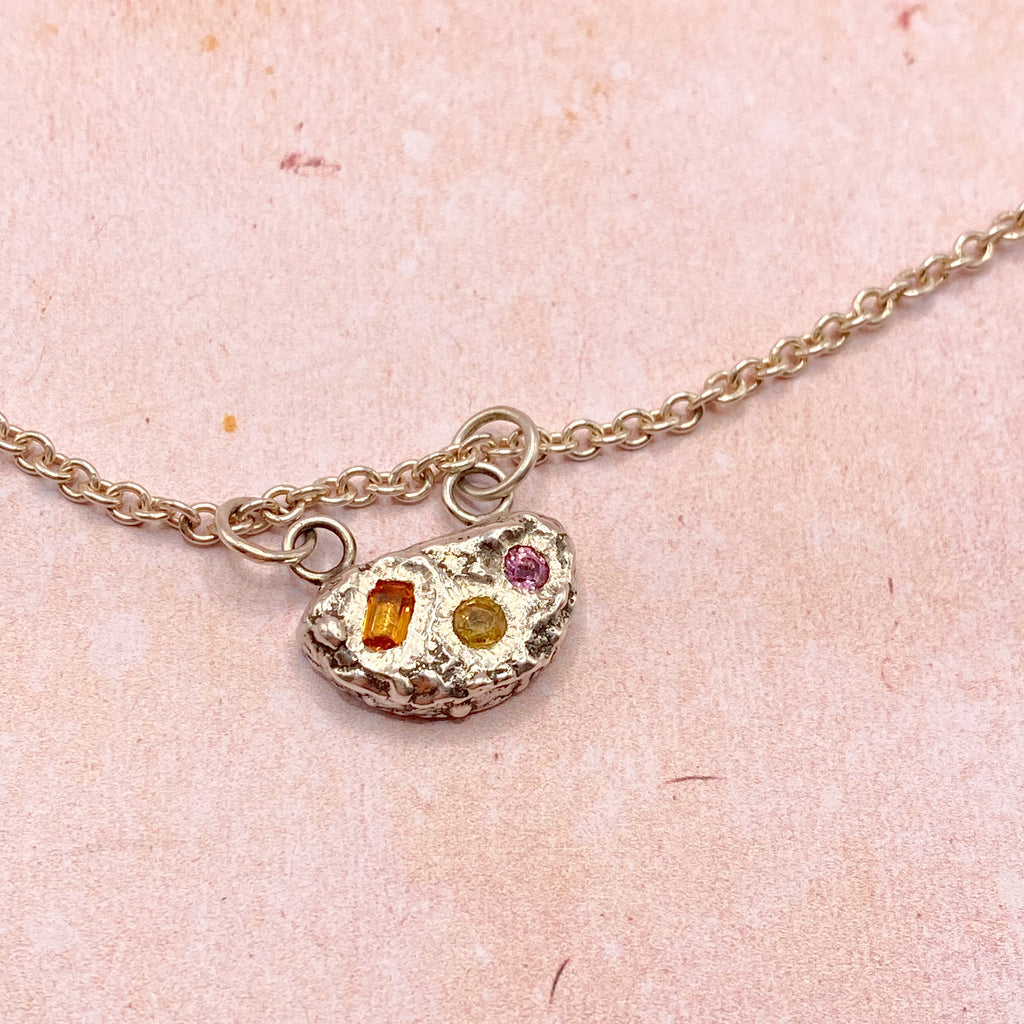 Sapphire Pebble & Stone Pendant