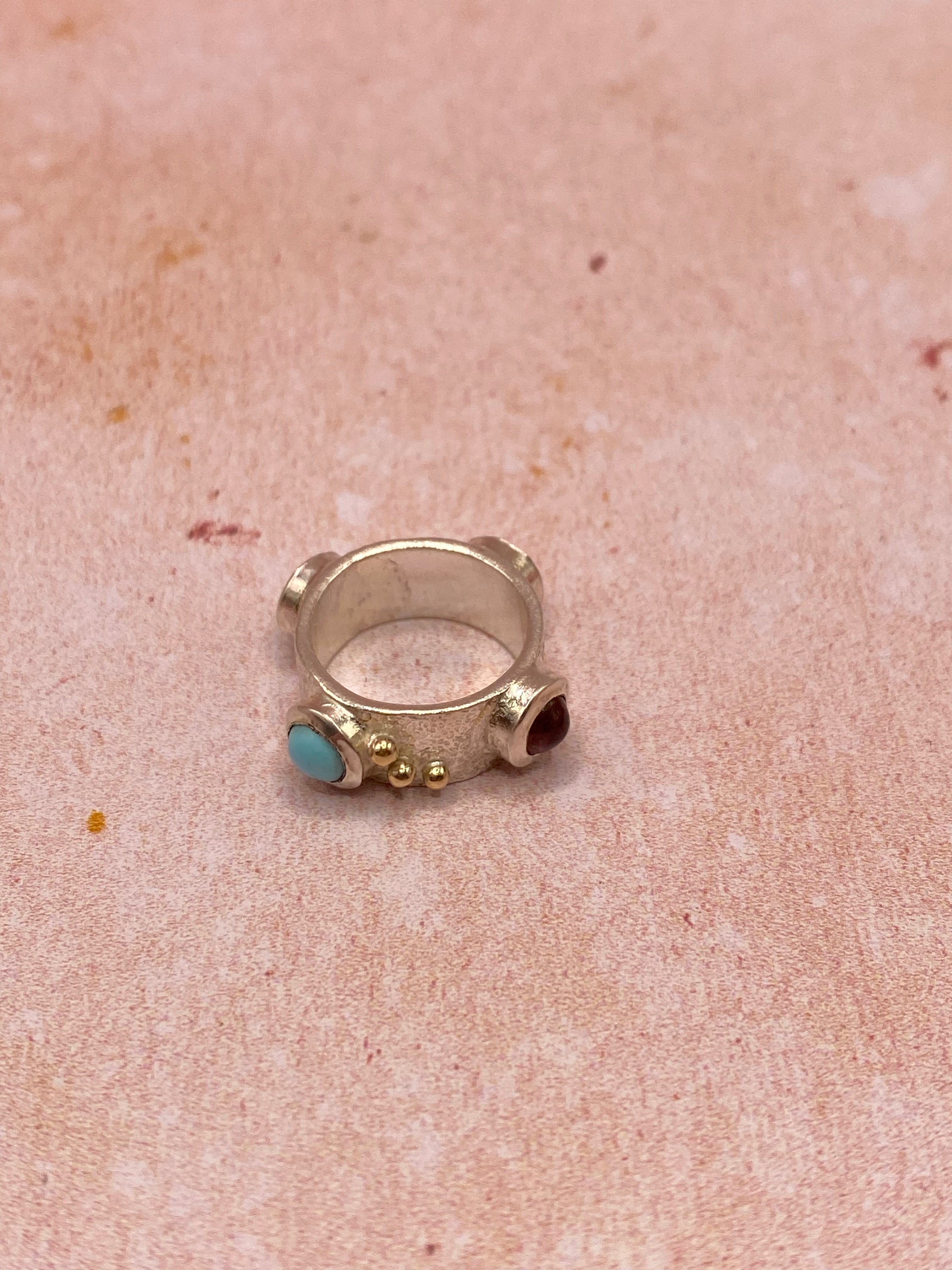 Gemstone Charm Silver & Gold