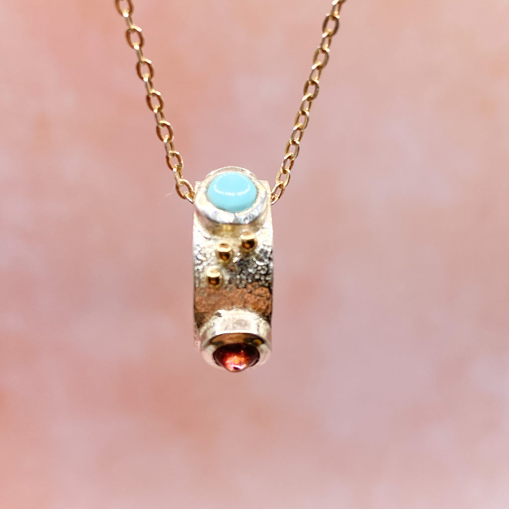 Gemstone Charm Silver & Gold