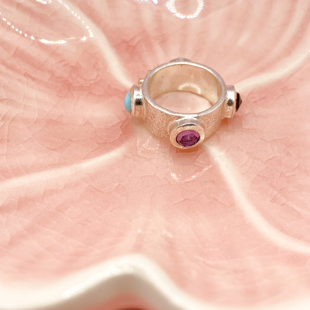 Gemstone Charm Silver & Gold
