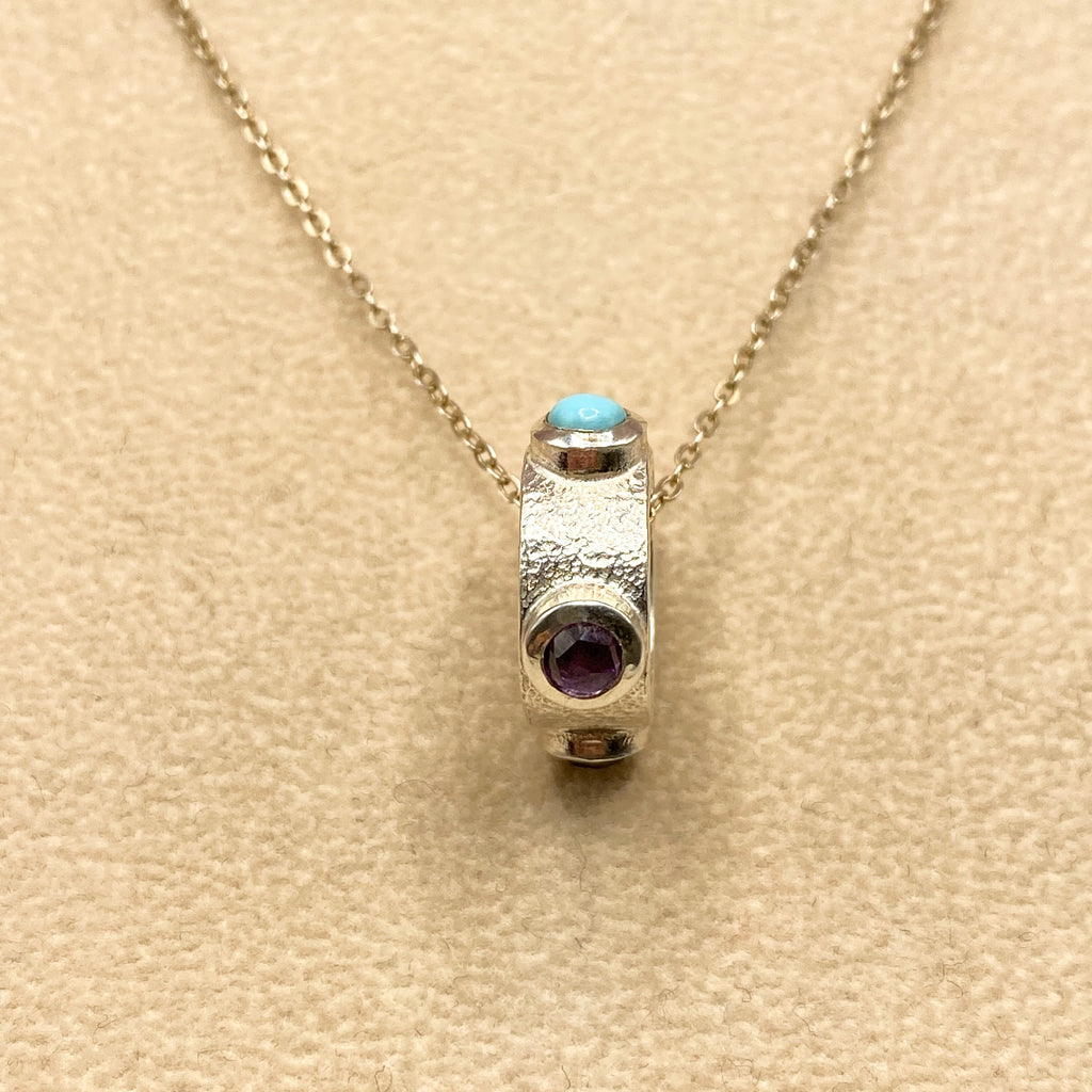 Gemstone Charm Silver & Gold