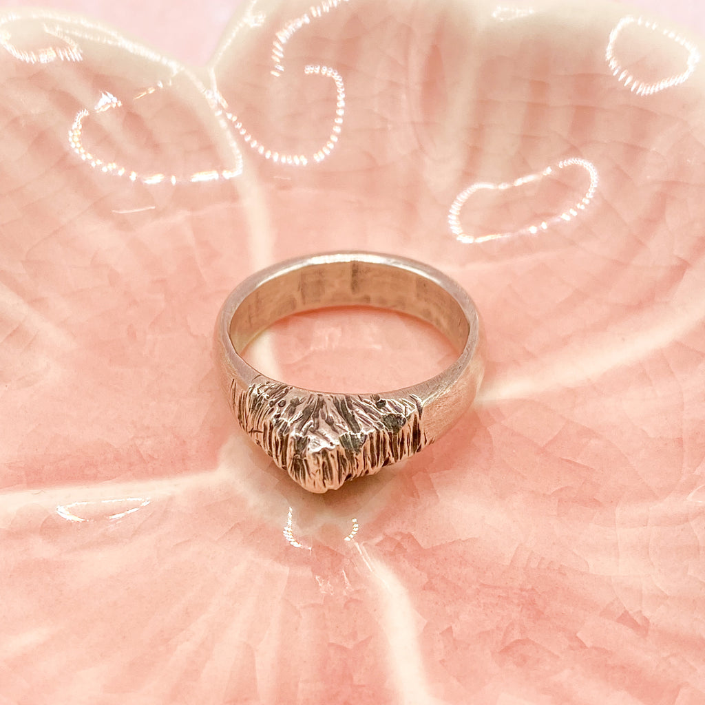 One of a Kind Hand Carved Sterling Silver Ring