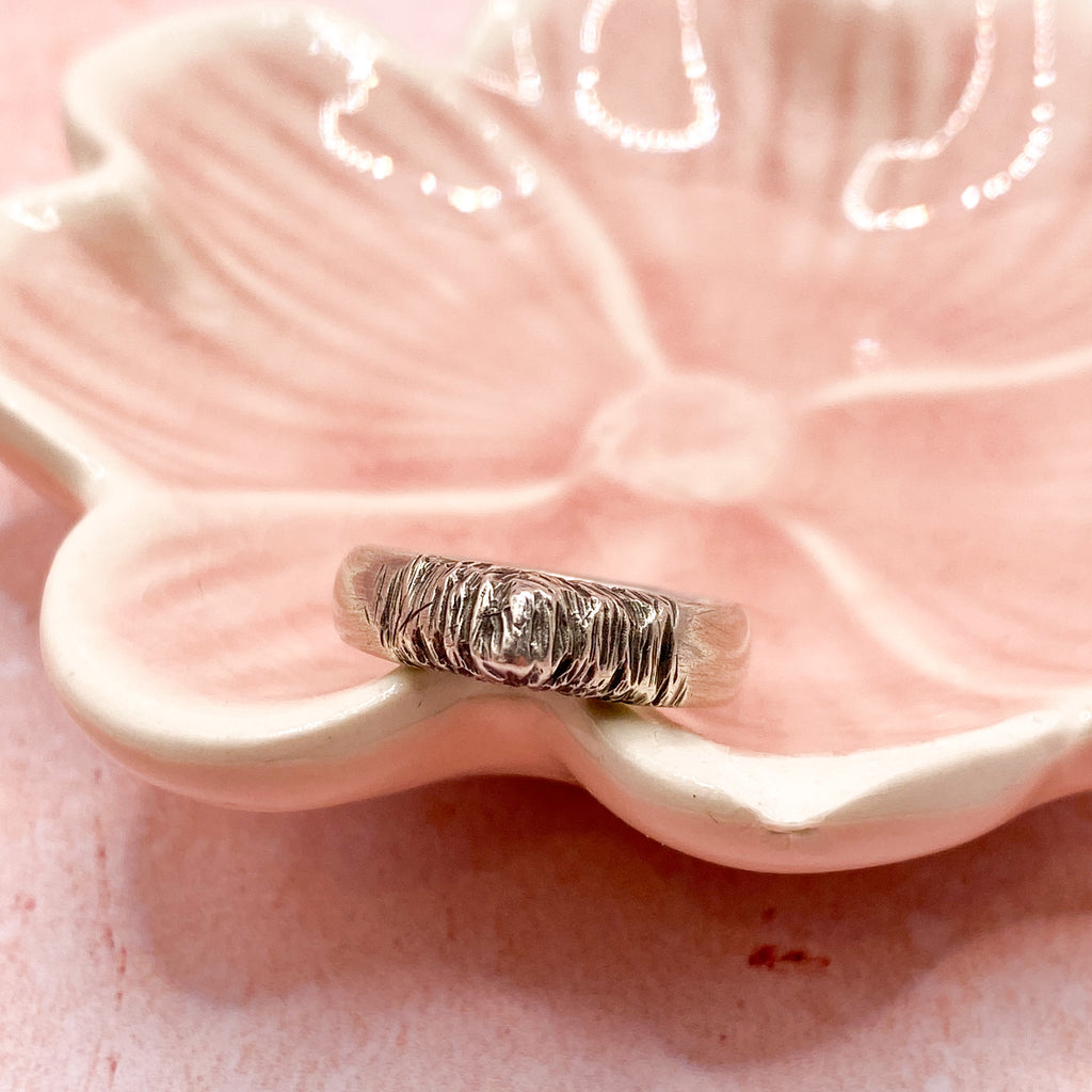 One of a Kind Hand Carved Sterling Silver Ring