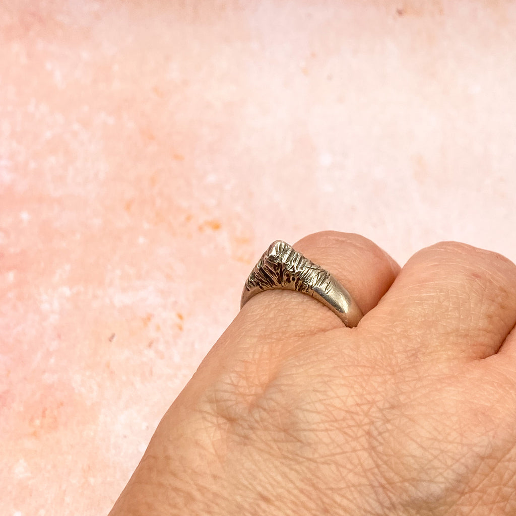 One of a Kind Hand Carved Sterling Silver Ring