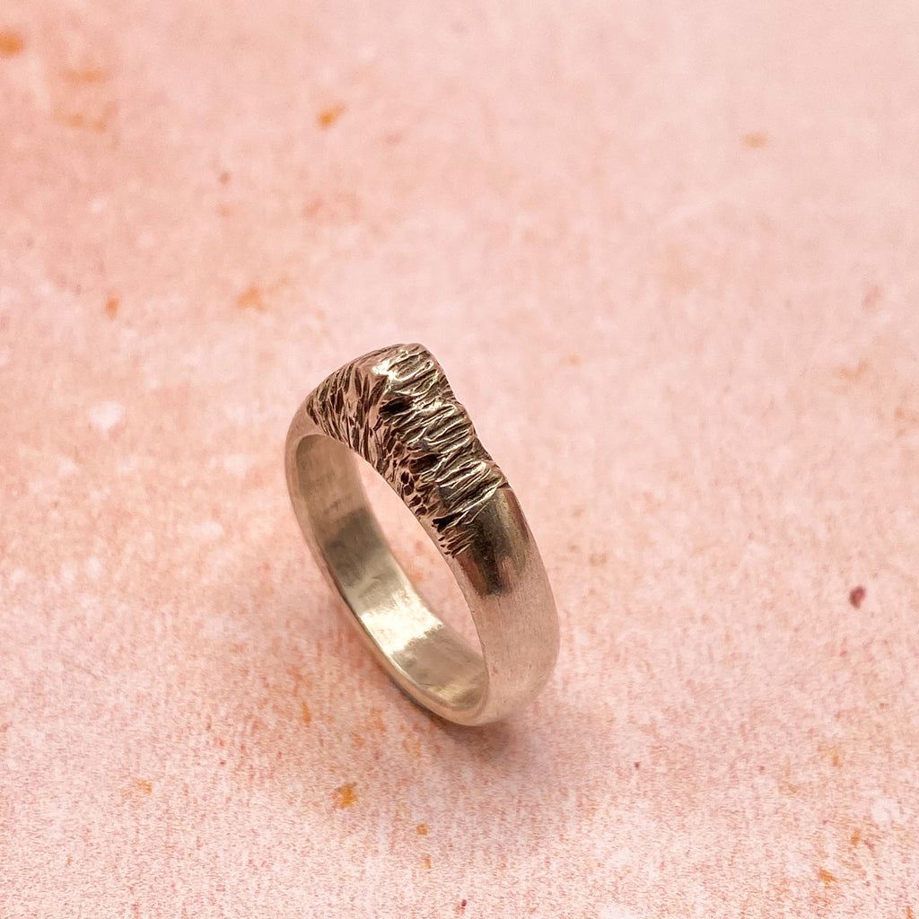 One of a Kind Hand Carved Sterling Silver Ring
